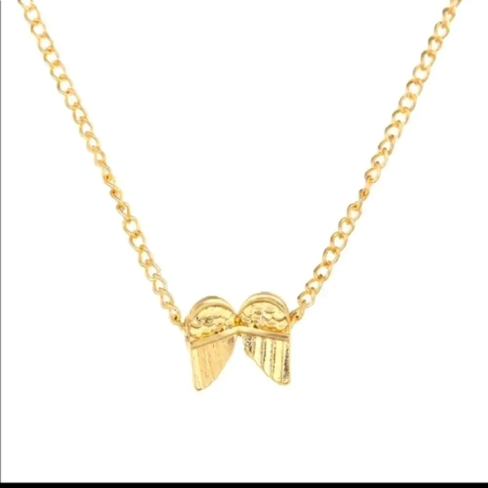 GOLD PLATED GUARDIAN ANGEL WINGS PENDANT NECKLACE WITH INSPIRATIONAL CARD